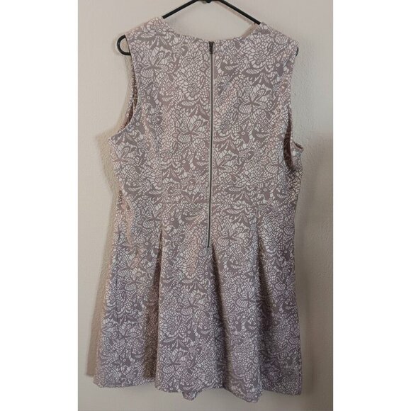LOFT Lace Print A-Line Sleeveless Sheath Dress Size 16 Beige Tan Summer Wedding - Picture 2 of 10